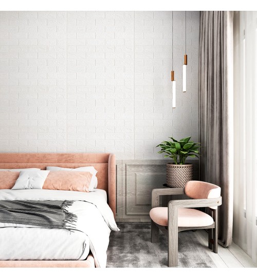Самоклеюча декоративна 3D панель під білу матову цеглу в рулоні 20 м 20000x700x3 мм Самоклеюча декоративна 3D панель під білу матову цеглу в рулоні 20 м 20000x700x3 мм
